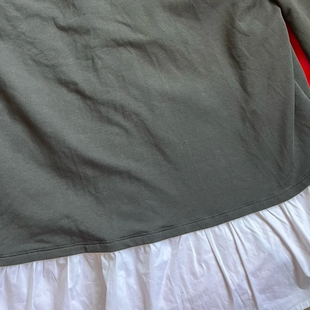 VINCE CAMUTO Two Split Back 2 In One Layered Sweatshirt Top Gray White Medium